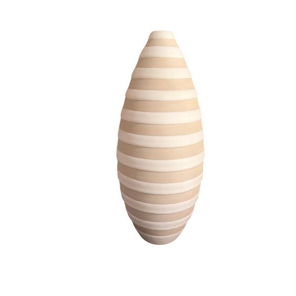 Vintage Jonathan Adler “Pot Au Porter” Striped Vase — Beige & White Ceramic - Picture 3 of 5